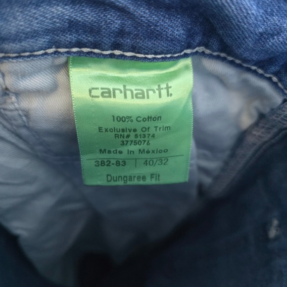Carhartt Dungaree Fit Carpenter Jeans Mens 41x31 Blue Denim Work Pants 382-83 - Picture 6 of 10